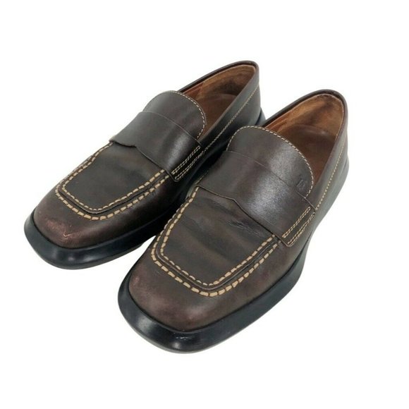 Tod's Shoes Sz 5.5 Brown Leather Driving Loafers Made in Italy Vintage Y2K - Picture 1 of 9